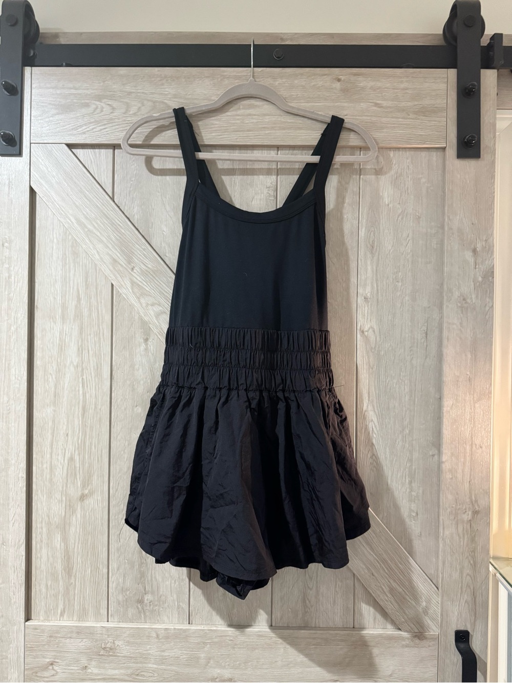 FP Movement by Free People Black Smocked-Waist Romper